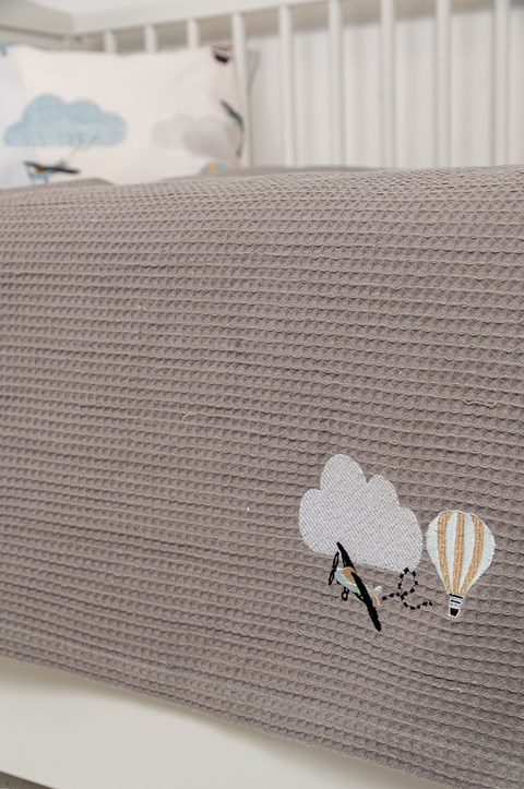 Naf Naf Little Ballons 305 - White Grey βρεφική πικέ κουβέρτα