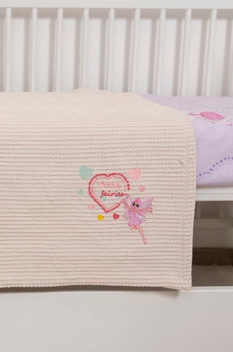 Naf Naf Little Fairies 303 - Pink Cream βρεφική πικέ κουβέρτα