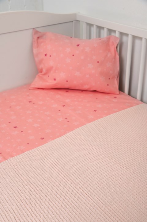 Naf Naf Little Hello Star 304 - Pink βρεφική πικέ κουβέρτα